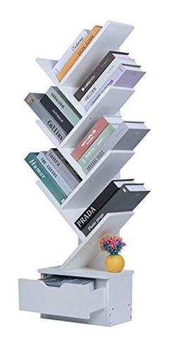 Estantería De Madera Para Libros De 7 Niveles, Color Blanco - comprar online