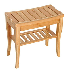 Homcom - Banco De Ducha De Madera De Bambú De 2 Niveles