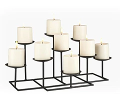 Candelabro (9 Velas, Hierro Forjado), Color Negro Mate