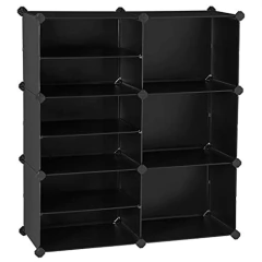 Estantería Modular De Plástico Color Negro, 9 Niveles