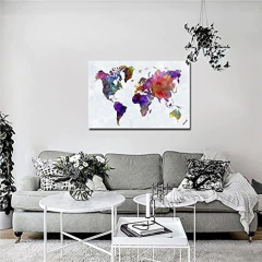 Lienzo Decorativo Para Pared, Diseño De Mapa Del Mundo - Danielle's Store
