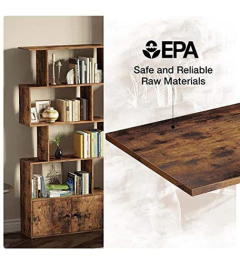 Biblioteca Con Gabinete Y Estantes De Madera Marrón. - tienda online