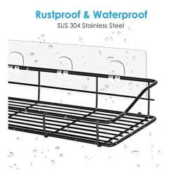 Estantería De Baño Adhesivo Con Ganchos 2 Niveles, Negro - Danielle's Store