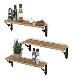 Estantería Flotante De Madera Y Metal Color Marrón/3 Piezas. - comprar online