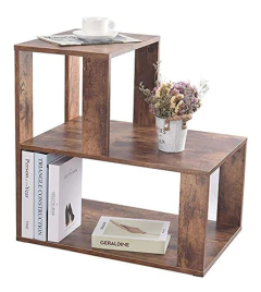 Mesa Auxiliar De Madera Color Marrón De 23.8x 23.6 X 15.7 In