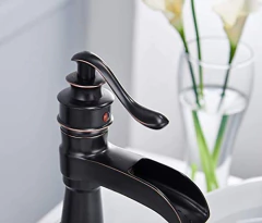 Imagen de Grifo Monomando Para Lavabo, Diseño De Cascada, Bronce