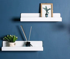 Estantería Flotante De Acrílico Color Blanco, 2 Niveles