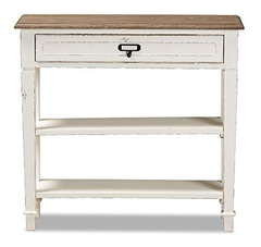 Mesa Auxiliar Con Cajón Y Estantes De Madera Color Blanco. en internet