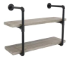 Estantería Flotante De Metal Negro Y Madera Gris 2 Niveles.