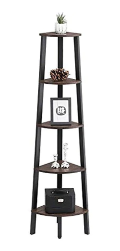 Estantería De Hierro Con 5 Estantes De Madera,marrón Y Negro - comprar online