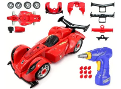 Car Playset - Race Car Con Taladro Eléctrico Play Y Piezas