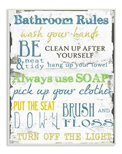 Placa De Pared Para Baño ''bathroom Rules''