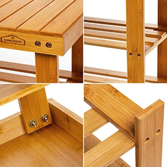 Organizador De Zapatos De Bambú Marrón De 3 Niveles. - tienda online