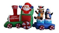 Navidad Inflable Santa Claus Renos Pingüino En Tren Interior - comprar online