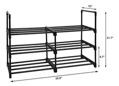 Organizador De Zapatos Con Estantes De Metal Negro 3 Niveles - tienda online