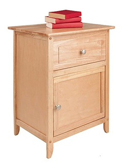 Mesa De Noche De Madera Color Marrón Claro 1 Cajon/1 Estante - comprar online