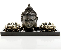 Mygift Cabeza De Buda Escultura Jardín Zen Set Con Vela - comprar online