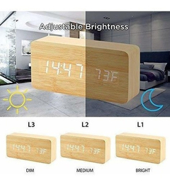 Reloj Despertador Digital De Madera