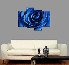 Imagen de Cuadro Decorativo De 4 Pligues Para Pared Floral, Azul