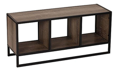 Mesa Auxiliar De Metal Y Madera Color Negro-marrón/3 Niveles