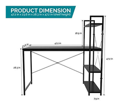 Escritorio Con Estantes De Metal Color Negro De 3 Niveles. - comprar online