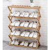 Organizador De Zapatos Plegable De Bambú Marrón De 5 Niveles