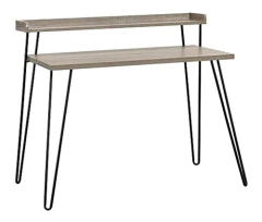 Escritorio De Computadora De Madera Y Metal, Gris, 2 Niveles