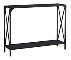 Mesa Auxiliar De Metal Marrón Y Cristal Negro De 2 Niveles. - Danielle's Store