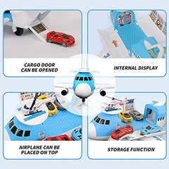 Set Juguetes Con Avión De Carga De Transporte Y 4 Carros en internet