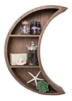 Estantería Flotante De Madera Marrón Diseño Luna/3 Niveles.