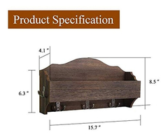Estantería De Madera Marrón Oscuro Para Llaves/5 Ganchos - comprar online