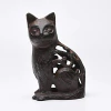 Estatua De Gato Sentado De Hierro Fundido