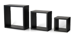 Estantería Flotante De Madera Color Negro Y Blanco/3 Piezas. - comprar online