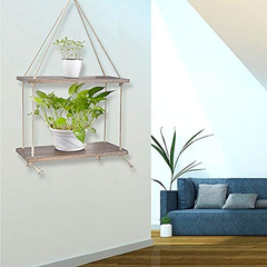 Estantería Flotante De Madera Color Marrón/2 Niveles. - Danielle's Store