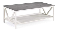 Mesa De Centro Con 2 Niveles De Madera Color Blanco. en internet
