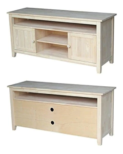 Mueble Para Tv Con Estantes De Madera Color Crema. en internet