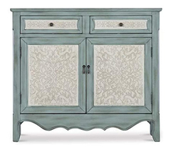 Cómoda De Madera Color Azul/beige Con 2 Puertas Y 2 Gavetas - comprar online