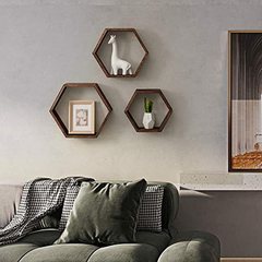 Estantería Flotante Hexagonales 3 Unidades, De Madera Marrón - comprar online