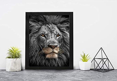 Impresión De Arte De Pared De León Blanco Y Negro - tienda online