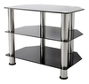 Mueble Para Tv De Metal Y Cristal Plateado 32.0in, 3 Niveles