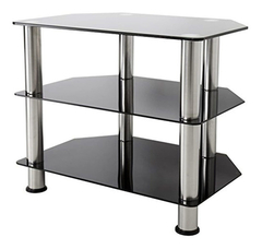 Mueble Para Tv De Metal Y Cristal Plateado 32.0in, 3 Niveles