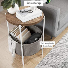 Mesa Auxiliar De Madera Y Acero, Color Blanco/2 Niveles en internet