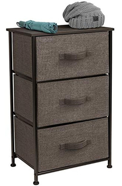 Mesa De Noche Con 3 Cajones De Madera, Color Marrón Oscuro en internet