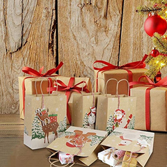 Ourwarm 24 Bolsas De Regalo De Navidad De Papel Kraft