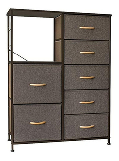 Estantería De Acero Y Madera Con 7 Cajones Color Marrón. - comprar online