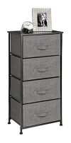 Cómoda Vertical De Metal Negro Y 4 Cajones De Tela Gris.