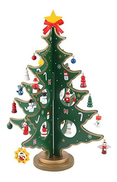 Mini Árbol De Navidad De Madera Con 28 Mini Adornos Para Dec