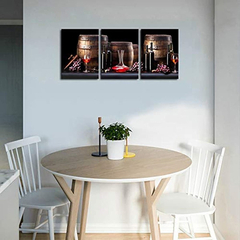 Pyradecor 3 Paneles Botella De Vino Rojo Y Barril - Danielle's Store