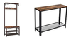 Mesa Auxiliar Y Perchero De Metal Negro Y Madera Marrón.