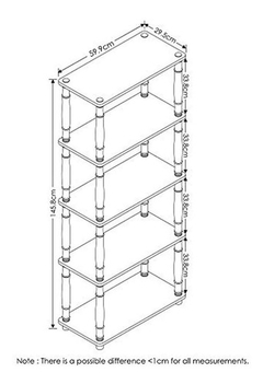 Estantería De Plástico Y Madera Color Negro De 5 Niveles. - comprar online